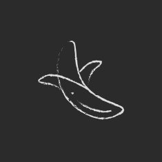 Peeled banana icon drawn in chalk N2