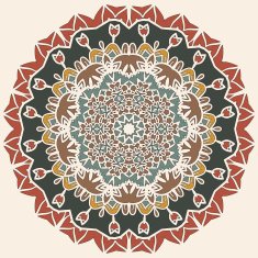 Oriental mandala motif round lase pattern background like snowflake or