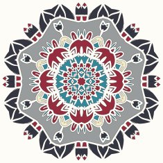 Yoga Yantra Symbol Oriental multicolored stylized Mandala motif round lase