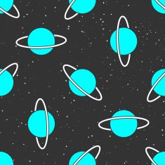 Seamless cosmic pattern with cute blue planets