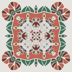 Oriental four-corner mandala print Round lase pattern on the N2
