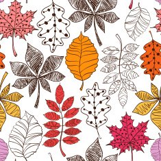 Seamless Pattern Of Patterned Autumn Leaves