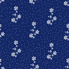 Seamless pattern with the white flowers on navy blue background