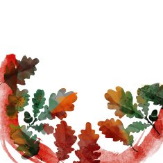 watercolor wreath of oak leaves N7