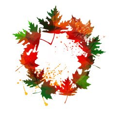 watercolor wreath of maple leaves N2