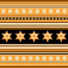 Winter seamless pattern - striped with snowflake motif in orange