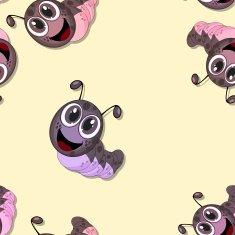 Seamless pattern with smiling caterpillar N2
