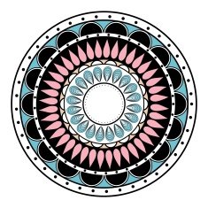 Colored hand drawn zentangle mandala element