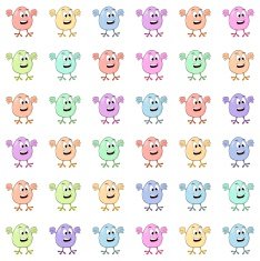 Seamless pattern with smiling eggs on white