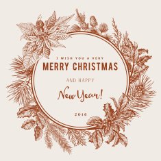 Vintage vector card Merry Christmas And Happy New Year
