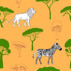 Seamless pattern with savanna animals 1