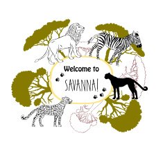 Background with savanna animals N2
