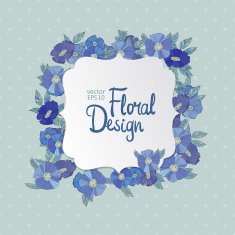 Blue floral border made with wildflowers N15