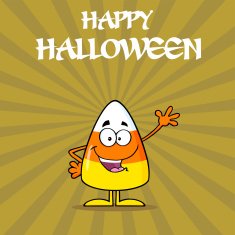 Candy Corn Waving A Greeting With Background 2