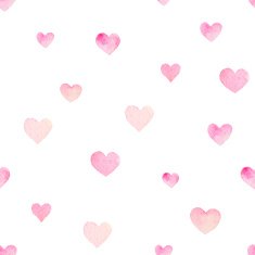 Watercolor seamless vector pattern with hearts for Valentine Day