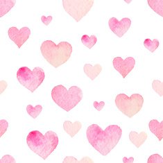 Watercolor seamless vector pattern with hearts for Valentine Day N2