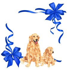 dog and ribbon illustration N12