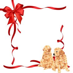 dog and ribbon illustration N20