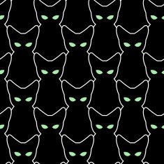 Black cat seamless pattern Vector backgrounds for Halloween Th N2