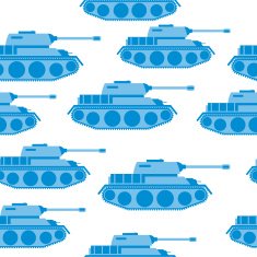 Cute Blue Tank seamless pattern Vector military background Arm
