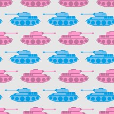 Toy tank seamless pattern Blue and pink military toys N2