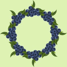 frame of blueberries with green leaves