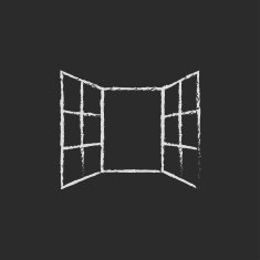 Open windows icon drawn in chalk