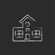 Building icon drawn in chalk
