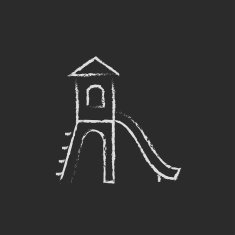 Playground with slide icon drawn in chalk
