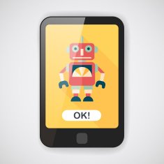 vintage robot flat icon with long shadow eps 10 N8