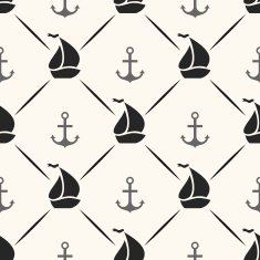 Seamless pattern of anchor sailboat shape and line