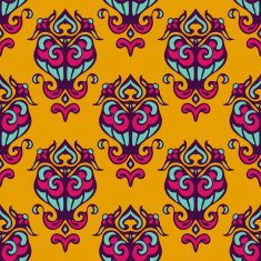 Damask yellow abstract seamless pattern N3