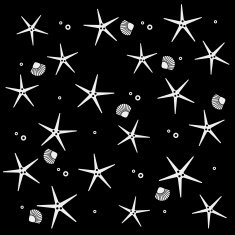 Geometric simple monochrome minimalistic vector holiday pattern starfish and shell N3