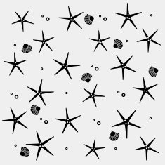Geometric simple monochrome minimalistic vector holiday pattern starfish and shell N6