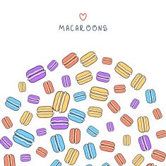 Background of scattered colored doodle macaroon for design N2