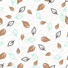 Floral seamless pattern with green leaves and spiral