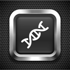 DNA Strand on Black Square Button