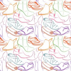 Vector seamless pattern of various women's shoes