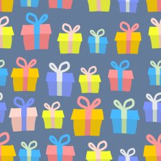 Gifts seamless pattern Vector background of colored boxes with