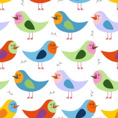 Seamless pattern of colorful birds Vector background for fun ch