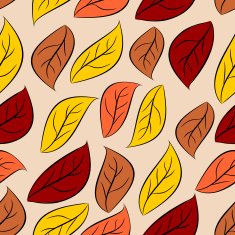 Autumn leaves seamless pattern Vector natural background of yel