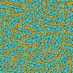 Green oak leaves seamless pattern