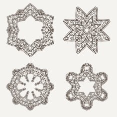 Intricate Henna Lines Painted Flowers Set N2