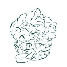 Cute vector party cupcake on delicate striped background Cupcake collection