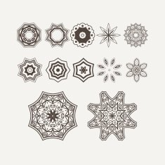 Intricate Henna Lines Painted Flowers Set N4