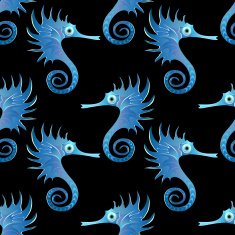 Seamless tropical pattern with sea horse