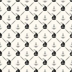 Seamless pattern of anchor sailboat shape and line N2