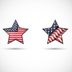 United States Flag Glossy of star symbol isolated on white N2