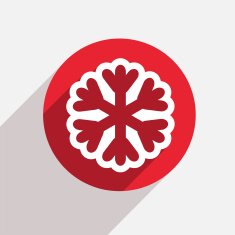 Vector modern snowflake red circle icon