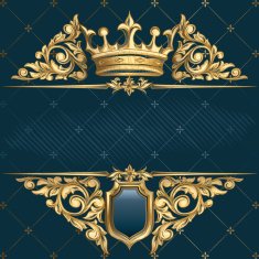 Retro decorative golden crown & shield